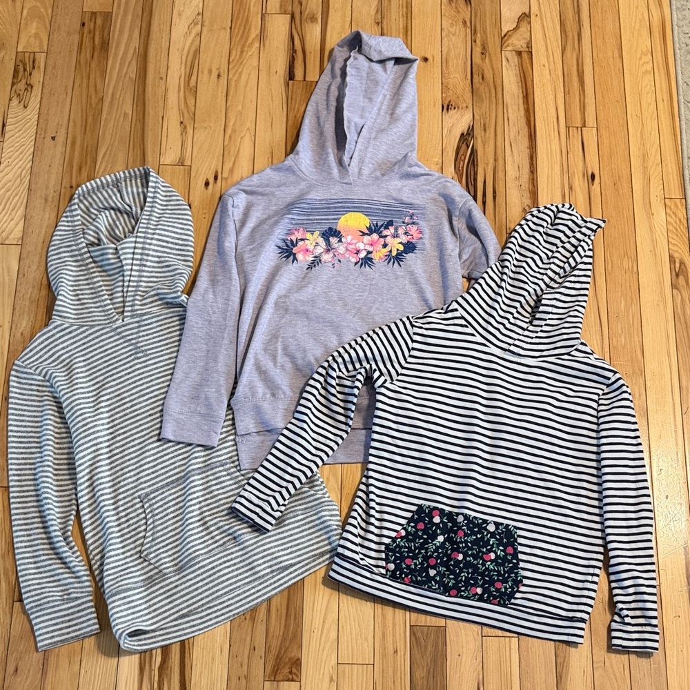 Floral and Striped Kids Hoodies Trio